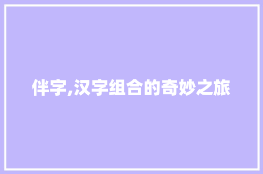 伴字,汉字组合的奇妙之旅
