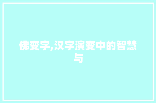 佛变字,汉字演变中的智慧与 范文参考