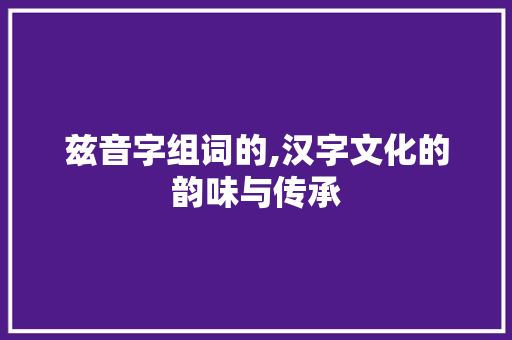 兹音字组词的,汉字文化的韵味与传承