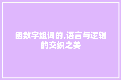 函数字组词的,语言与逻辑的交织之美