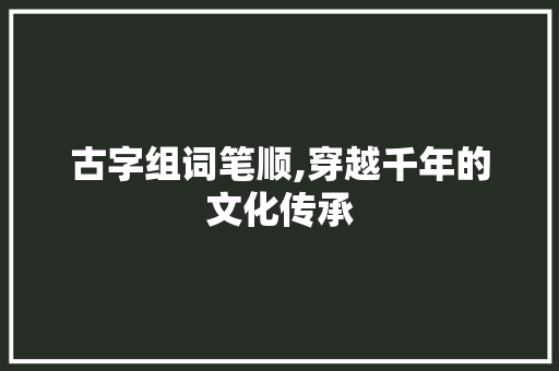 古字组词笔顺,穿越千年的文化传承