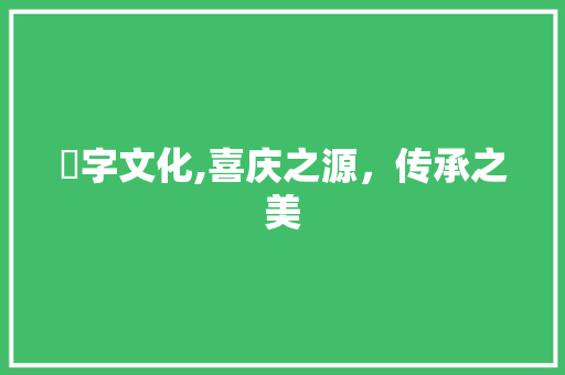 囍字文化,喜庆之源，传承之美 商业计划书范文