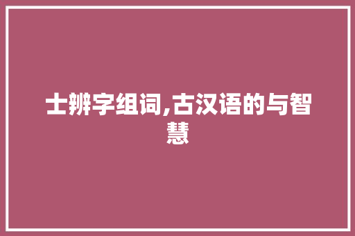 士辨字组词,古汉语的与智慧