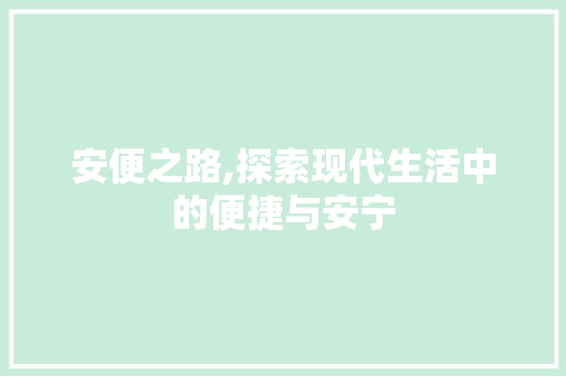 安便之路,探索现代生活中的便捷与安宁
