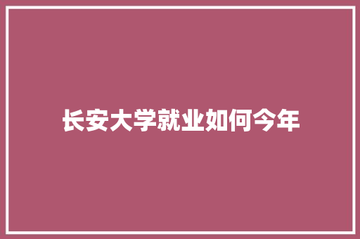 长安大学就业如何今年