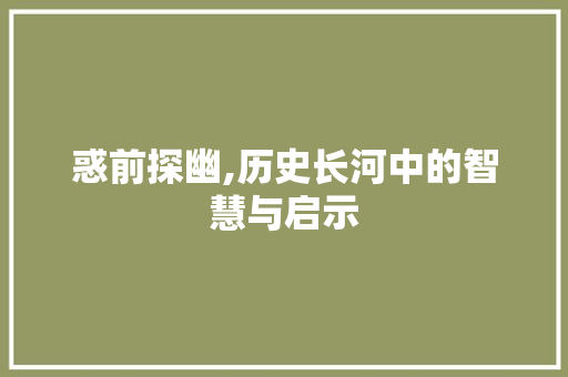 惑前探幽,历史长河中的智慧与启示