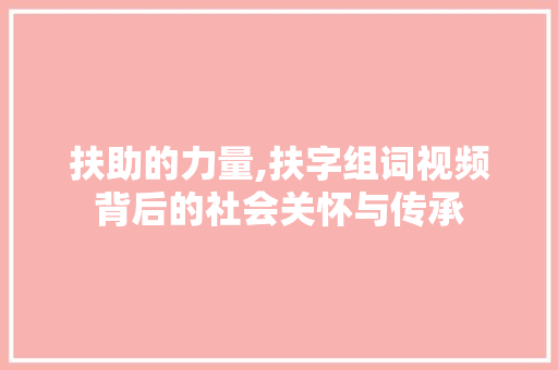 扶助的力量,扶字组词视频背后的社会关怀与传承 范文之家