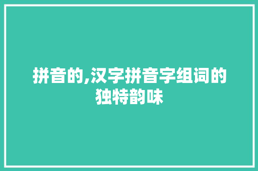 拼音的,汉字拼音字组词的独特韵味