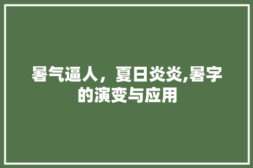 暑气逼人，夏日炎炎,暑字的演变与应用