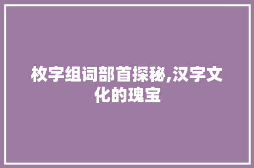 枚字组词部首探秘,汉字文化的瑰宝