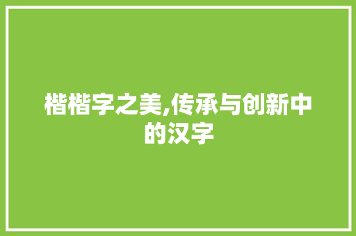 楷楷字之美,传承与创新中的汉字 范文宝典