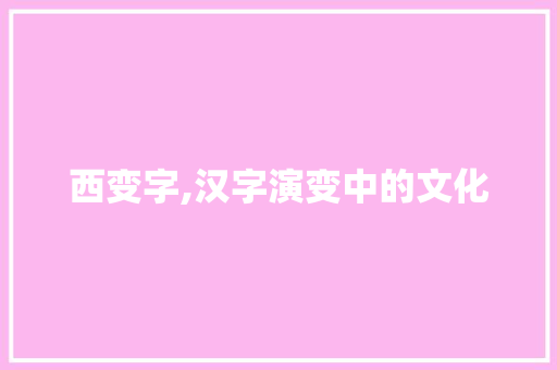 西变字,汉字演变中的文化