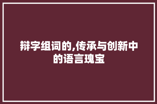 辩字组词的,传承与创新中的语言瑰宝