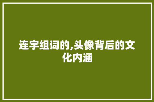 连字组词的,头像背后的文化内涵