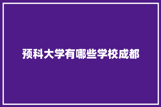 预科大学有哪些学校成都