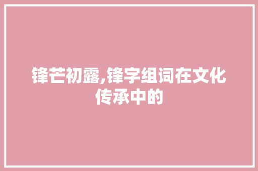 锋芒初露,锋字组词在文化传承中的