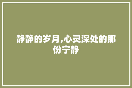 静静的岁月,心灵深处的那份宁静