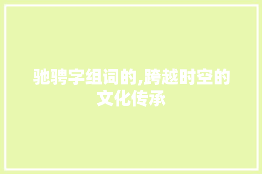 驰骋字组词的,跨越时空的文化传承