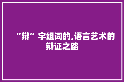 “辩”字组词的,语言艺术的辩证之路