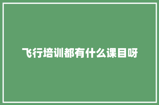 飞行培训都有什么课目呀