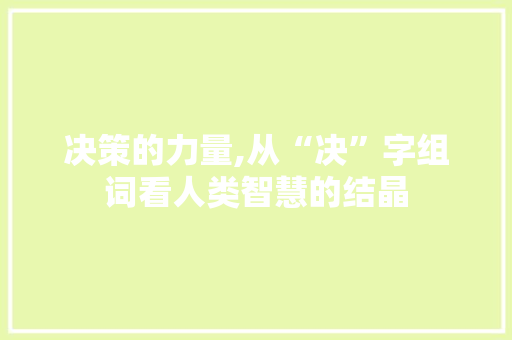 决策的力量,从“决”字组词看人类智慧的结晶