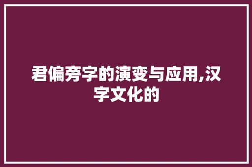 君偏旁字的演变与应用,汉字文化的