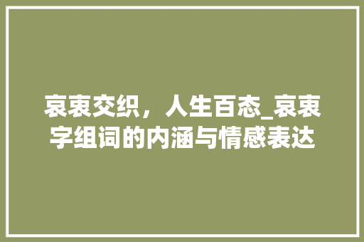 哀衷交织，人生百态_哀衷字组词的内涵与情感表达