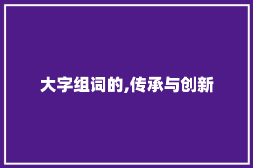 大字组词的,传承与创新