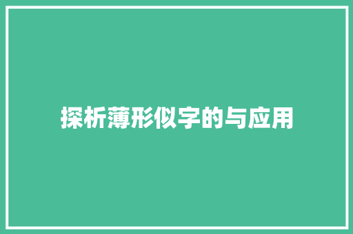探析薄形似字的与应用