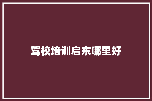 驾校培训启东哪里好