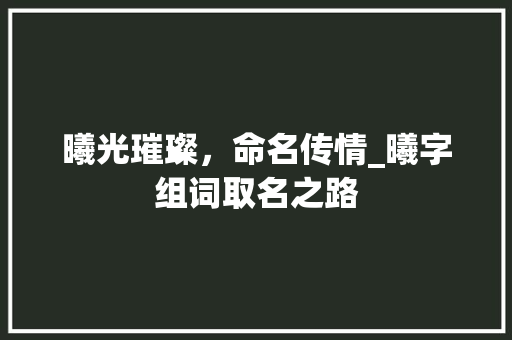 曦光璀璨，命名传情_曦字组词取名之路