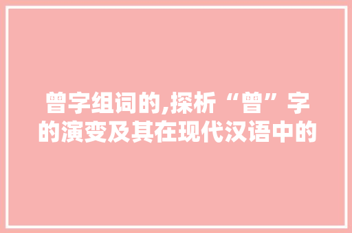 曾字组词的,探析“曾”字的演变及其在现代汉语中的应用