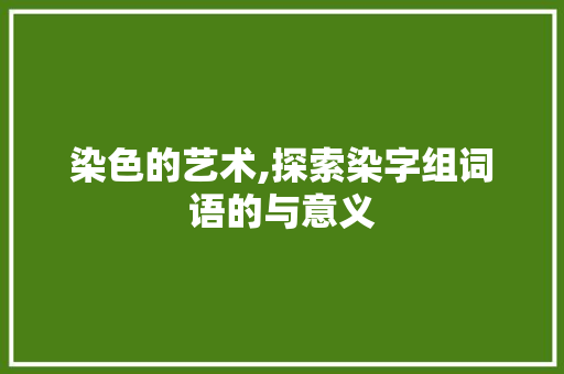 染色的艺术,探索染字组词语的与意义