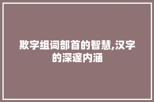欺字组词部首的智慧,汉字的深邃内涵