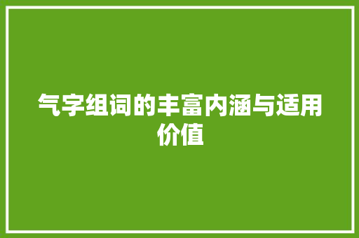 气字组词的丰富内涵与适用价值