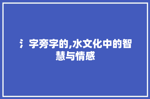 氵字旁字的,水文化中的智慧与情感