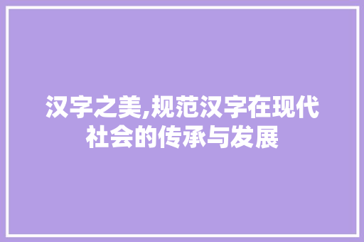 汉字之美,规范汉字在现代社会的传承与发展