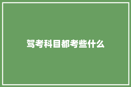 驾考科目都考些什么
