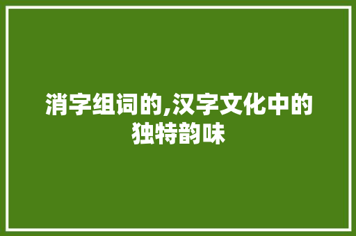 消字组词的,汉字文化中的独特韵味