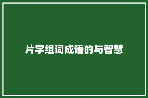 片字组词成语的与智慧
