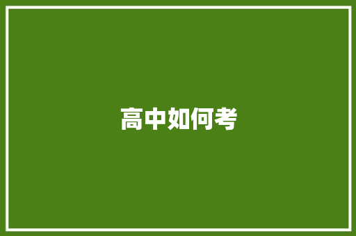 高中如何考