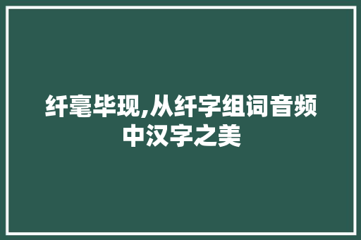 纤毫毕现,从纤字组词音频中汉字之美