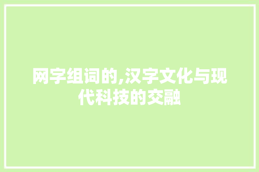 网字组词的,汉字文化与现代科技的交融