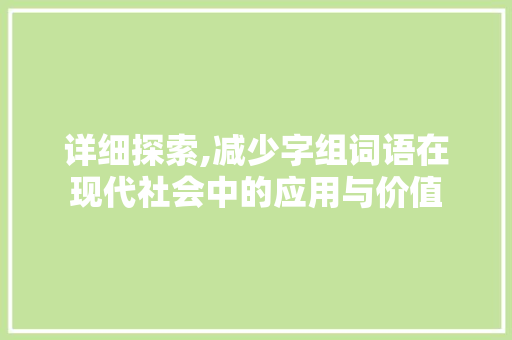 详细探索,减少字组词语在现代社会中的应用与价值