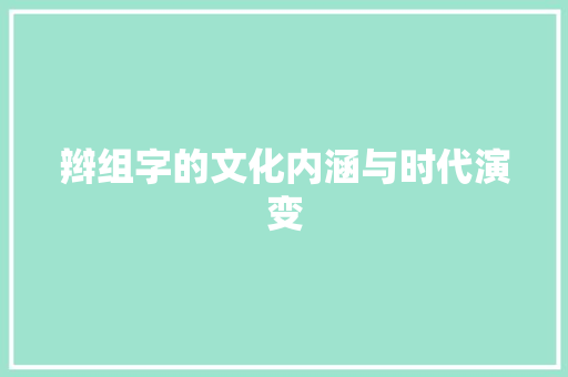 辫组字的文化内涵与时代演变