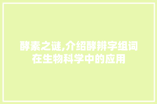 酵素之谜,介绍酵辨字组词在生物科学中的应用