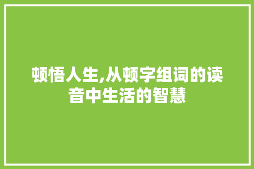 顿悟人生,从顿字组词的读音中生活的智慧