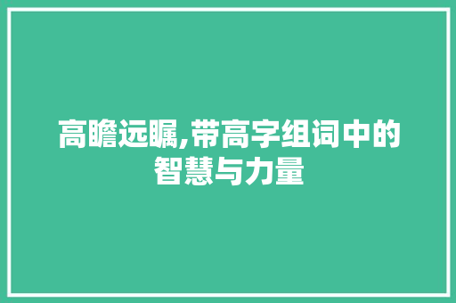 高瞻远瞩,带高字组词中的智慧与力量