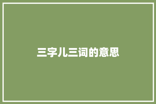 三字儿三词的意思