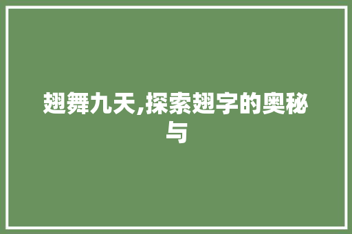 翅舞九天,探索翅字的奥秘与